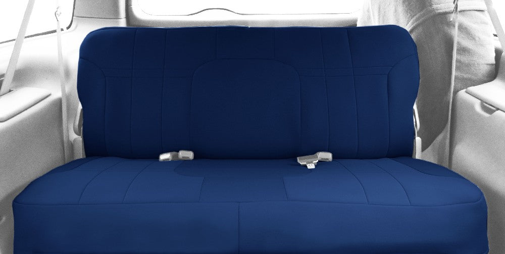 CalTrend Rear Solid Bench Neo Seat Covers for 2002-2004 Nissan Frontier - NS313-04NA Blue Insert and Trim