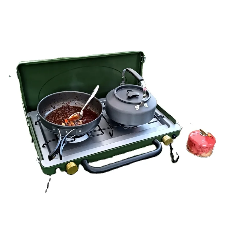 Folding Double Head Camping Stove Heat accumulation and full combustion Efficient flame gathering easily solves outdoor