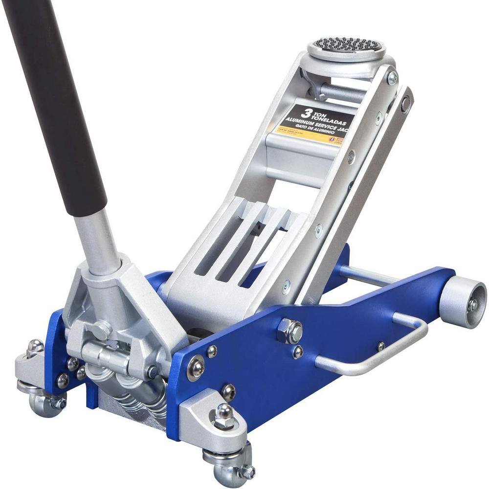 TCE 3-Ton Low-Profile Aluminum Floor Jack with Dual Piston Speedy Lift Blue AT830003XLU