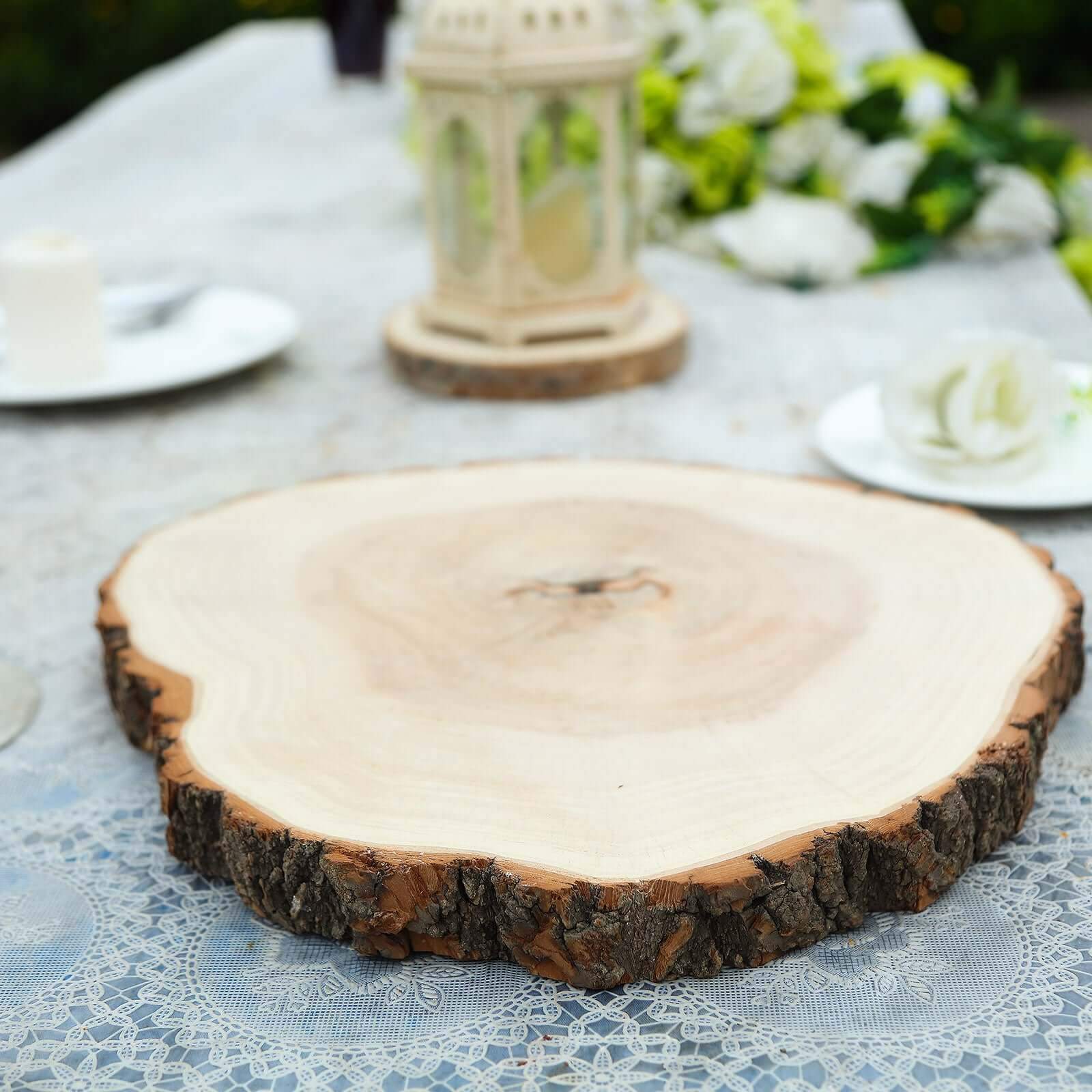 Round Rustic Wood Slices, Poplar Wood Slabs Natural Color, Table Centerpieces 18