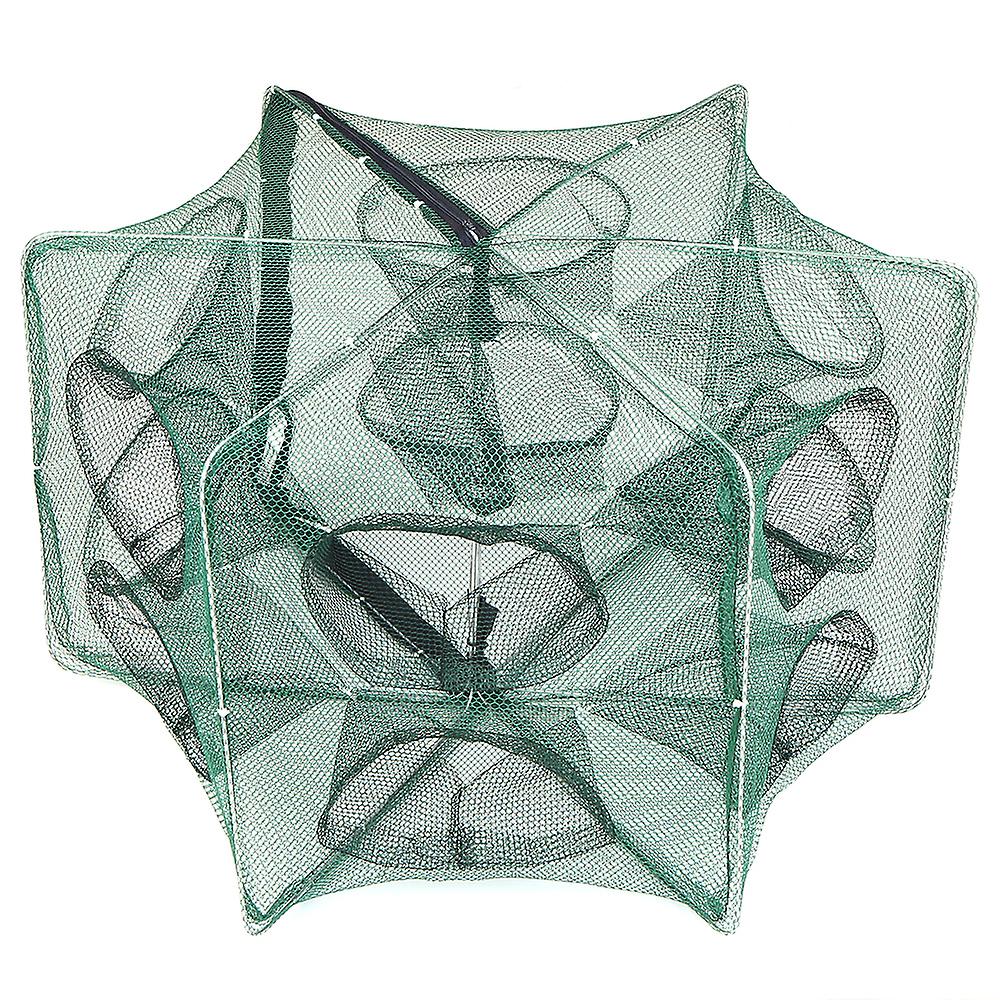 Foldable Fishing Net Hexagon 6 Hole Fishing Net Shrimp Cage Trap Minnow Crab Baits Mesh Trap Net Black