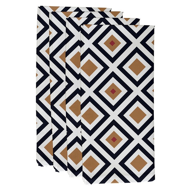 Diamond Mayhem Geometric Print Napkins Navy E By Design