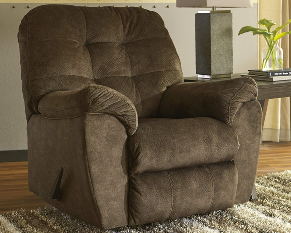 Modern Manual Recliner  Plush Polyester Seat  ampPillowed Armrests   Contemporary   Theater Seating   by Decor Love  Houzz