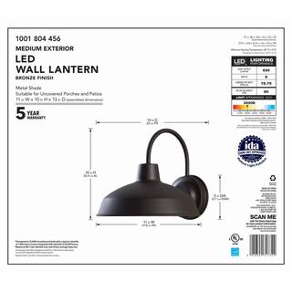 Hampton Bay Bronze Outdoor LED Barn Light Wall Lantern Sconce IZH1691L-2