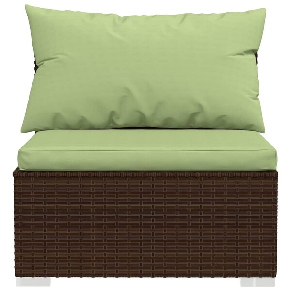 vidaXL Patio Lounge Set with Cushions Poly Rattan Brown