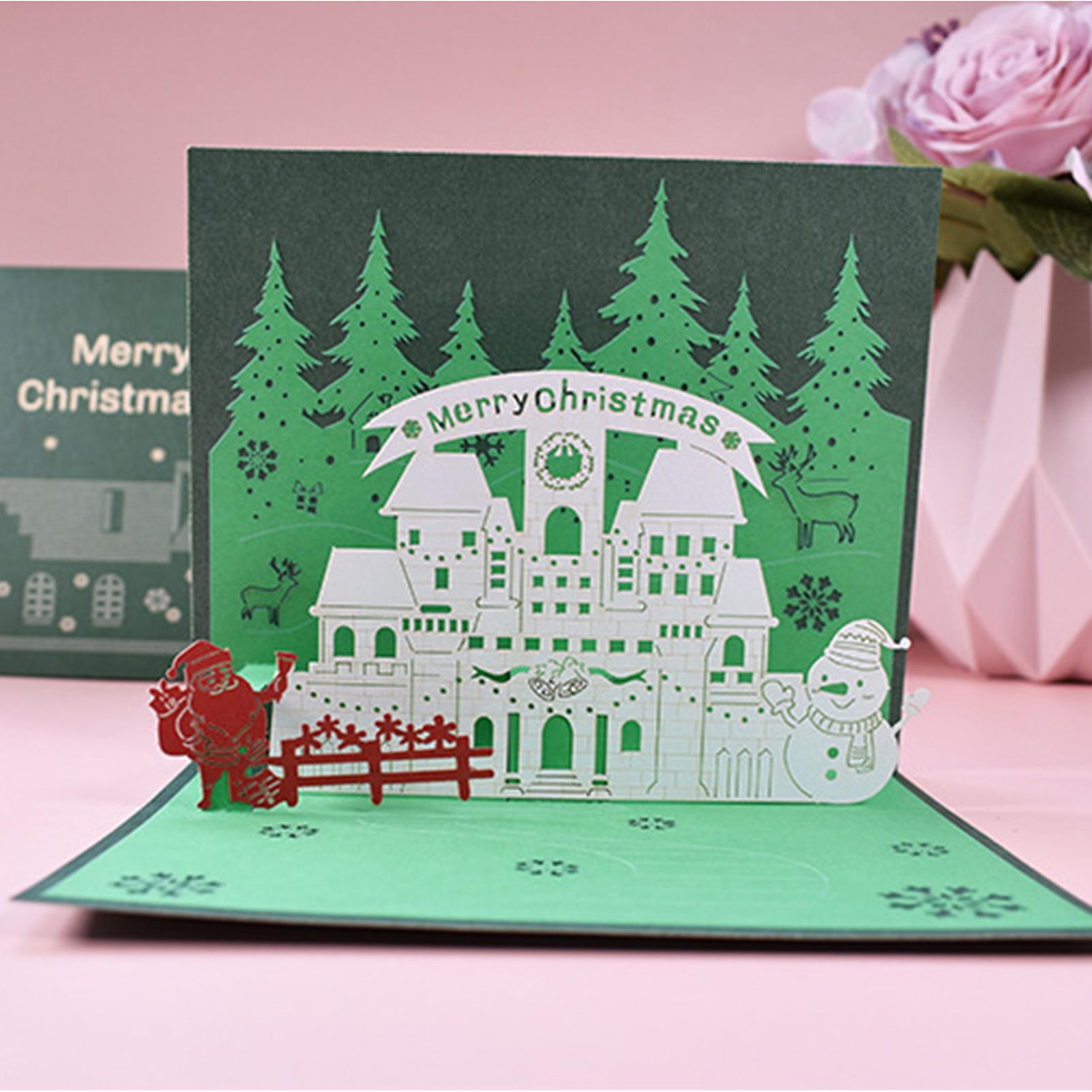 3d Pop Up Christmas Cards Greeting Holiday Cards With Envelope Xmas Decoration Ornament Xmas New Year Holiday Festivals Gift