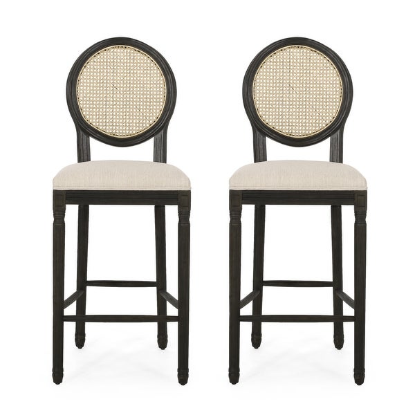 Chardean Upholstered Wood Barstools， Set of 2， Charcoal