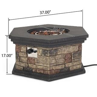 Noble House Fox Stone Octagonal Stone Fire Pit (No Tank Holder) 55430