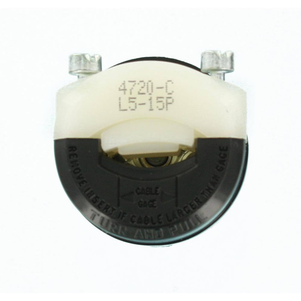 Leviton 15 Amp 125-Volt Locking Plug Black and White R50-04720-0CS