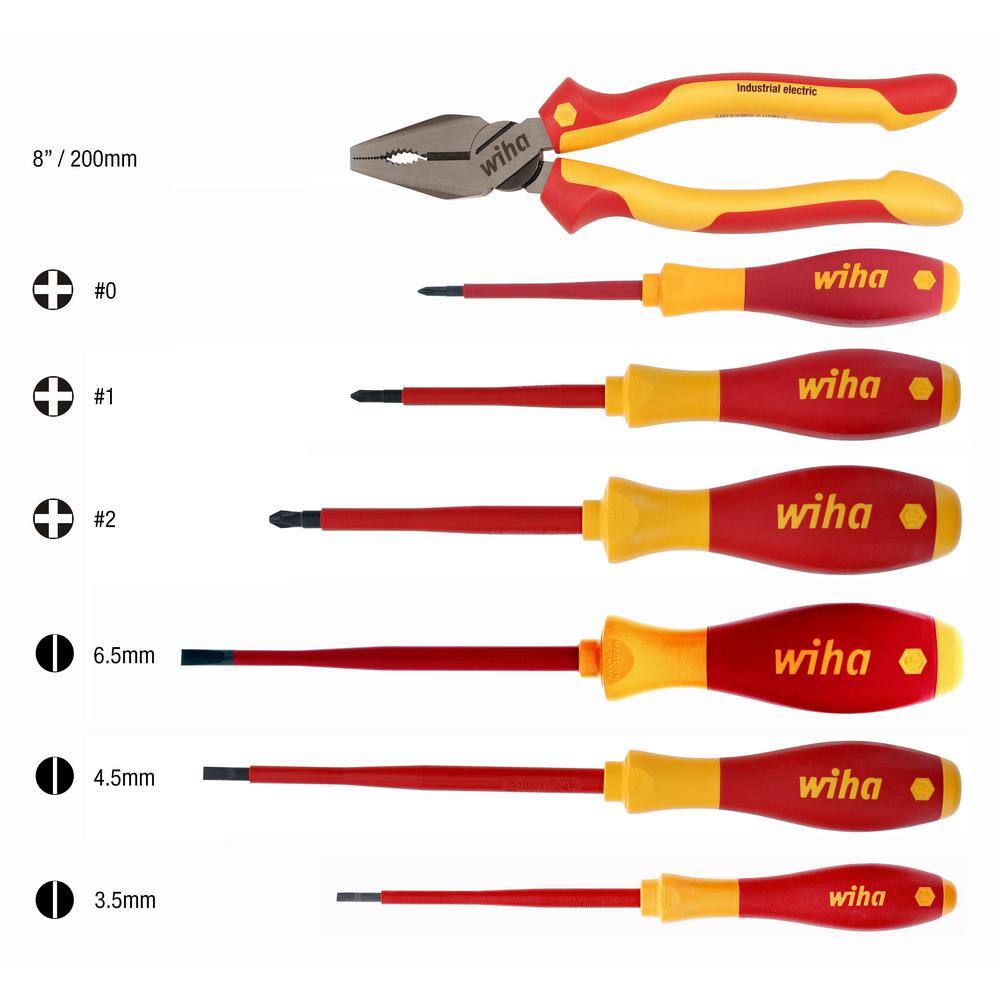 Wiha 7-Piece 8 in. Insulated Screwdriver Set with Lineman's Pliers 32858