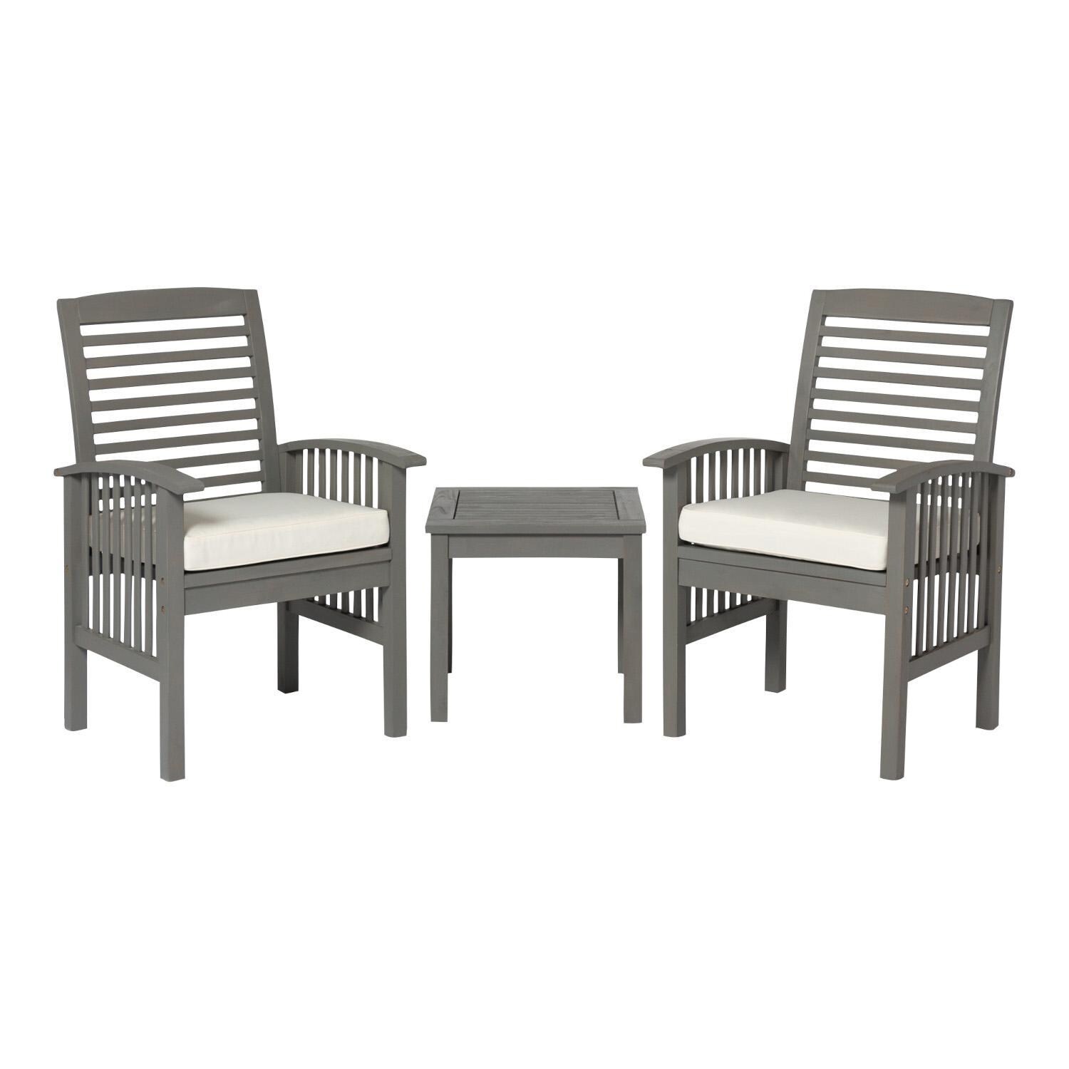 Ultimate Patio 3 Piece Acacia Patio Conversation Set W/ 20 Inch Square Side Table