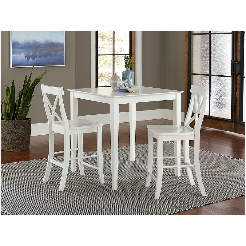 International Concepts Dining Table and X-Back Stool 3-piece Set