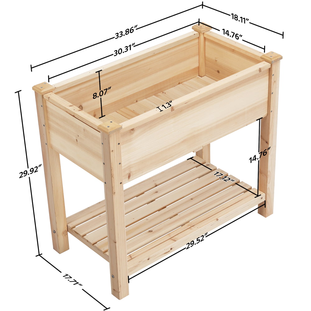 Easyfashion Wooden Elevated Planter Box Raised Garden Bed, Wood