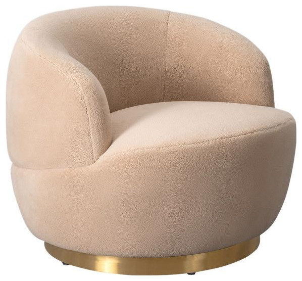 Tessa Faux Lamb Wool Swivel Chair   Contemporary   Armchairs And Accent Chairs   by AED Luxury Home Decor  Houzz