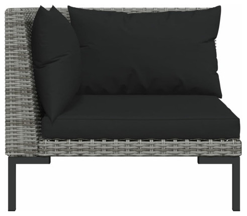 vidaXL Patio Lounge Set Outdoor Sectional Sofa 3 Piece Poly Rattan Dark Gray   Tropical   Outdoor Lounge Sets   by vidaXL LLC  Houzz