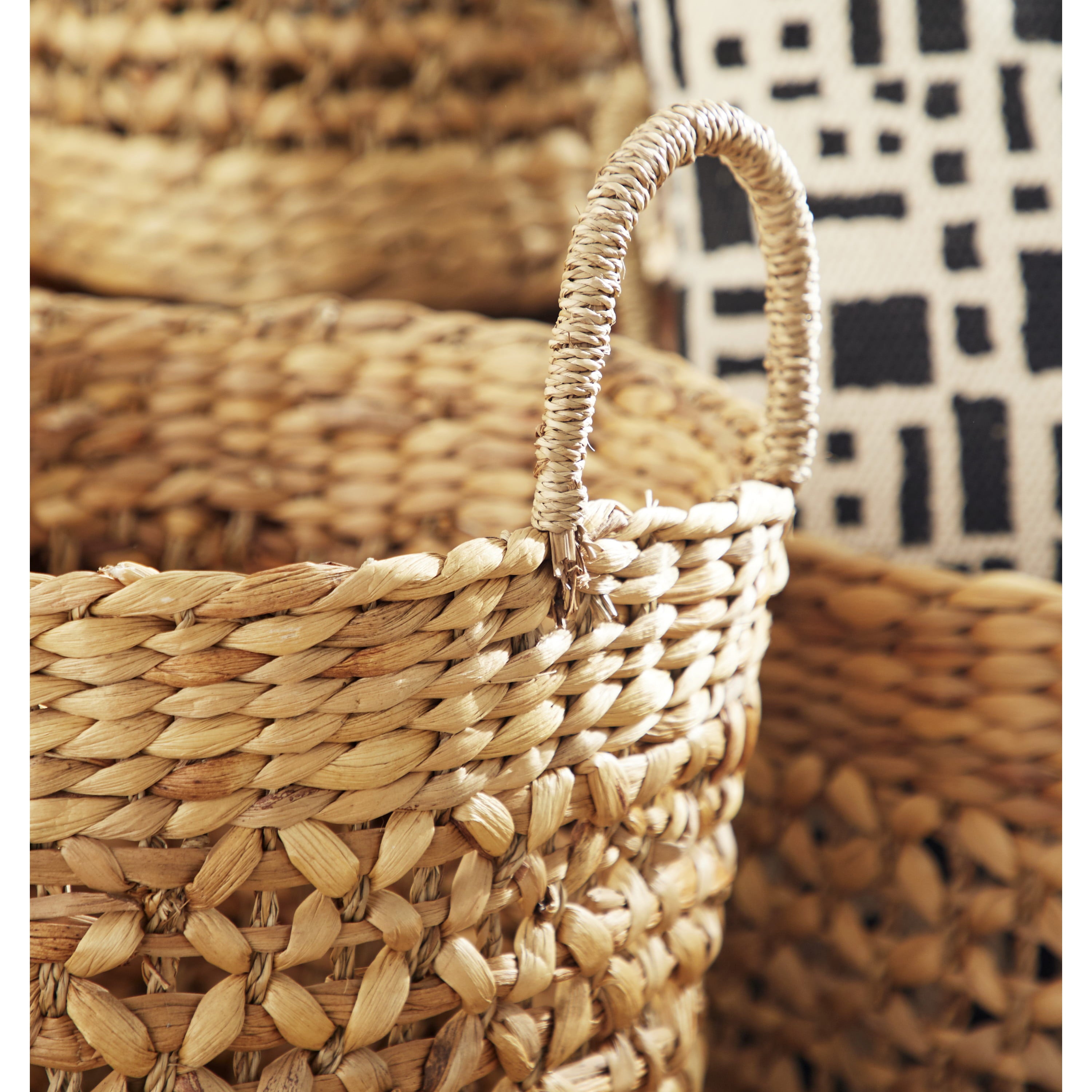 DecMode Coastal Brown Seagrass Woven Storage Basket, Set of 3 21