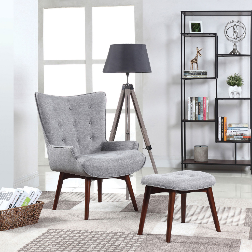 Willow Upholstered Accent Chair With Ottoman Grey and Brown   Modern   Armchairs And Accent Chairs   by Modon  Houzz