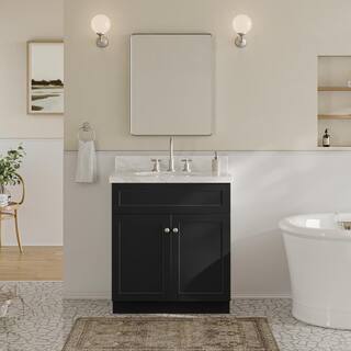 ARIEL Hamlet 30 in. W x 21.5 in. D x 34.5 in. H Bath Vanity Cabinet without Top in Black F030S-BC-BLK