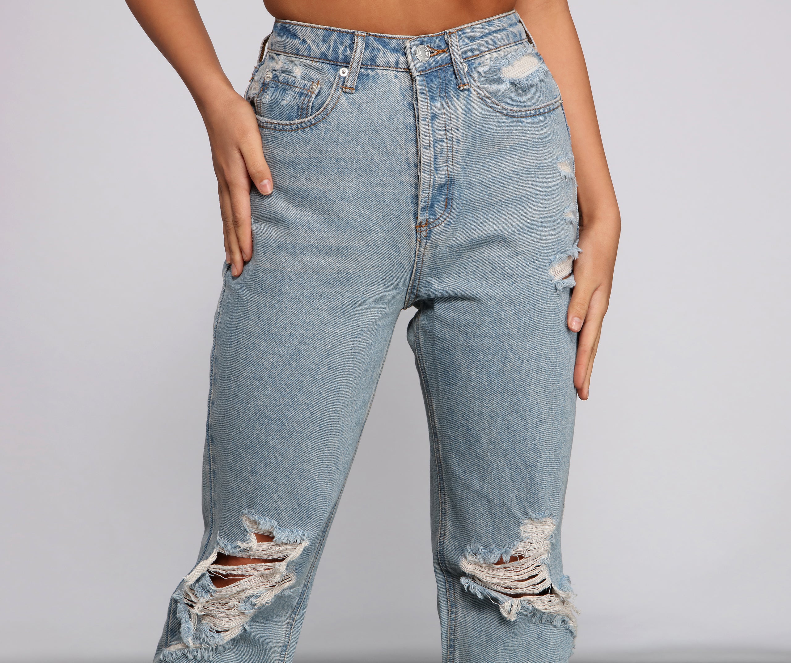 Classic Staple High Rise Destructed Boyfriend Jeans