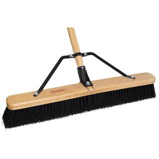 HARPER 24 in. All-Purpose HardwoodSteel Handle Push Broom for Leaves Gravel and Mulch 20201045