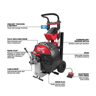 MW MX FUEL Lithium-Ion Cordless Sewer Drum Machine With (2) Lithium-Ion REDLITHIUM CP203 Batteries MXF500-1CP-MXFCP203