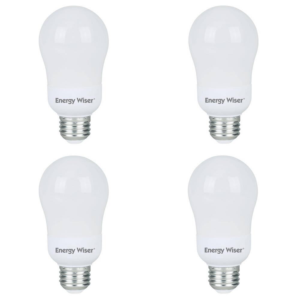 Bulbrite 60-Watt Equivalent Warm White Light A19 Non-Dimmable UL Energy Wiser CFL Lightbulb (4-Pack) 860422