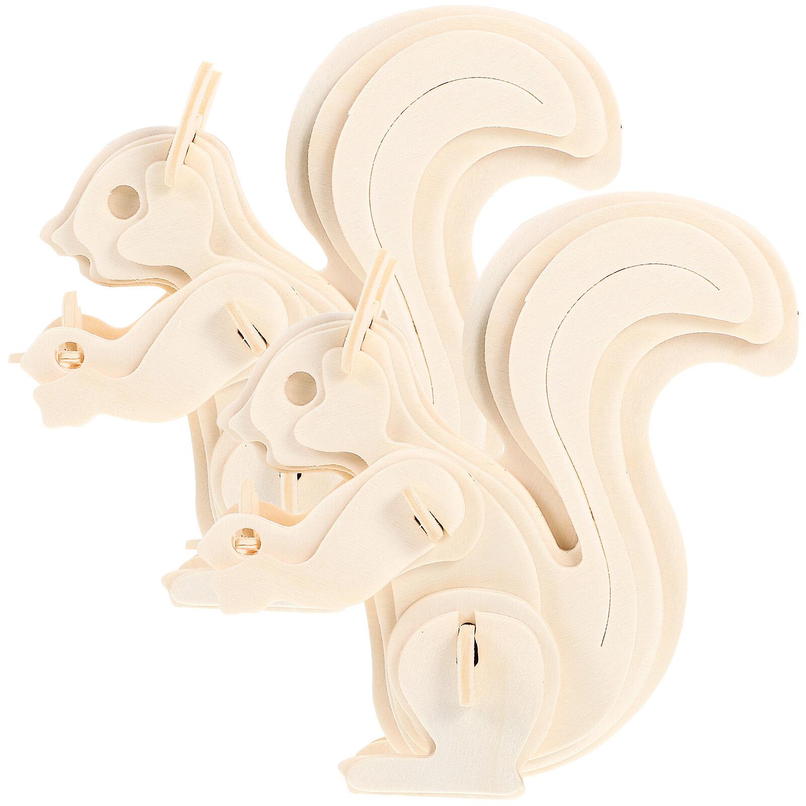 2pcs Animal Puzzle Toys Interactive Puzzle Jigsaws Diy Wooden Animal Puzzles(squirrel Type)