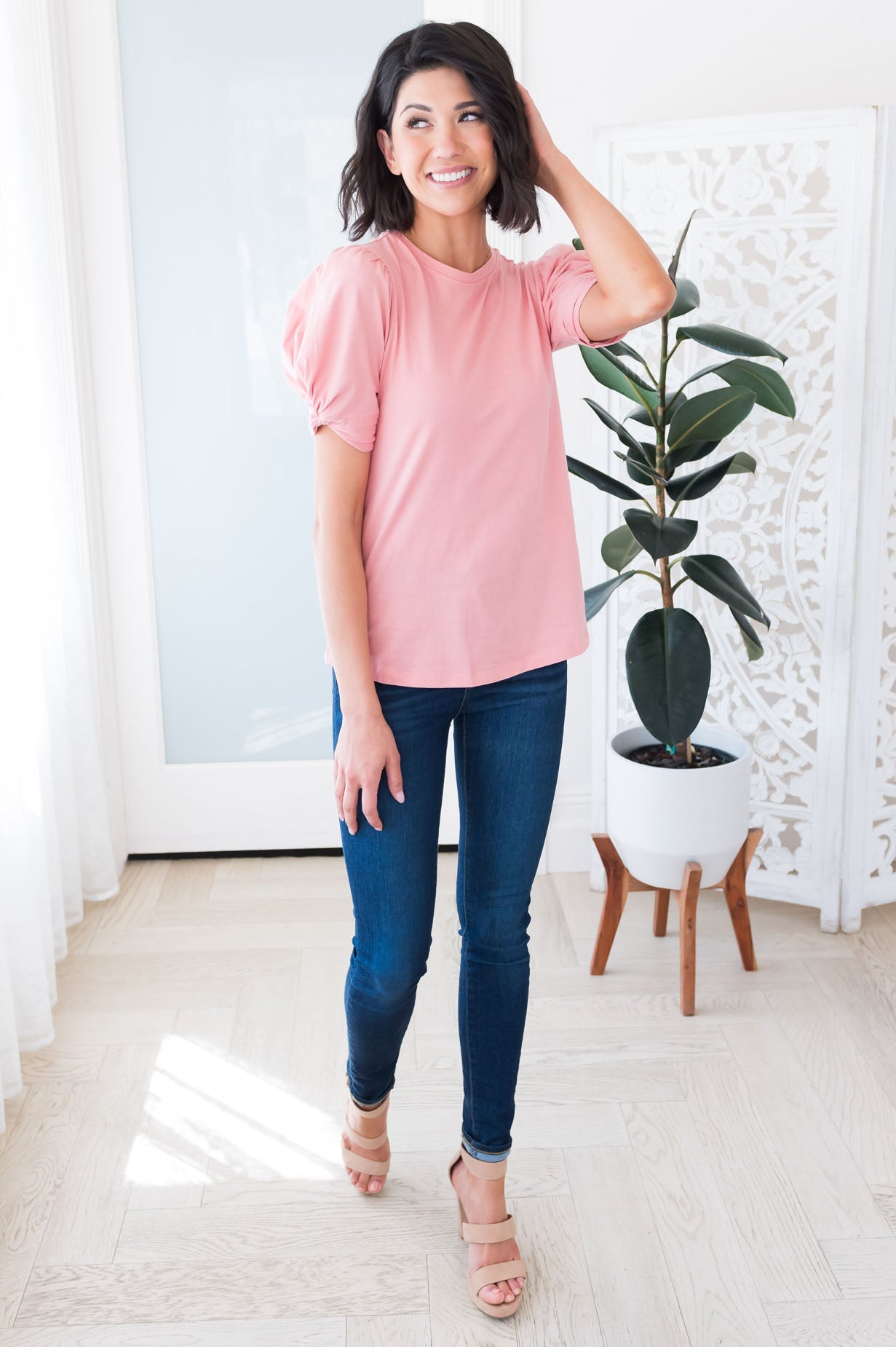 Lovely Skies Modest Puff Sleeve Top