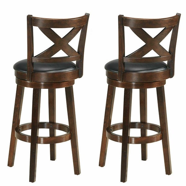 Costway Set of 2 Swivel Stool 29'' Bar Height X-Back Upholstered