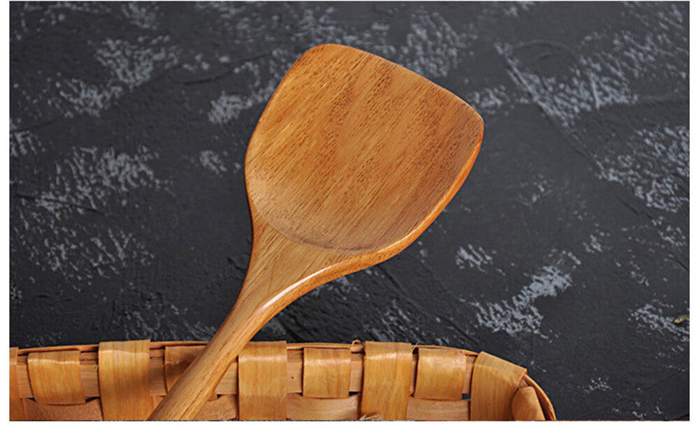 YGR Long Wooden Cooking Rice Spatula Scoop Kitchen Utensil Non-Stick Hand Wok Shovel