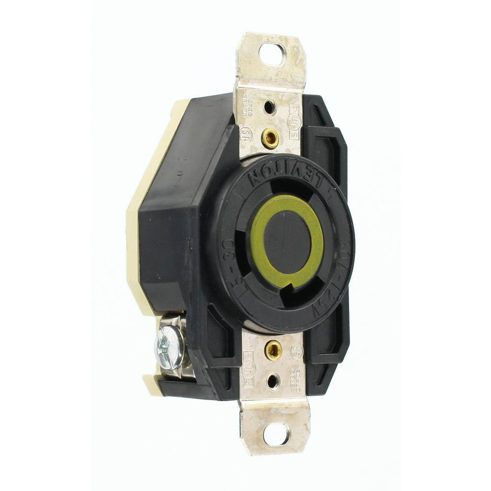 Leviton 30 Amp 125-Volt 3-Wire Locking Single Outlet Black R50-02610-0CS