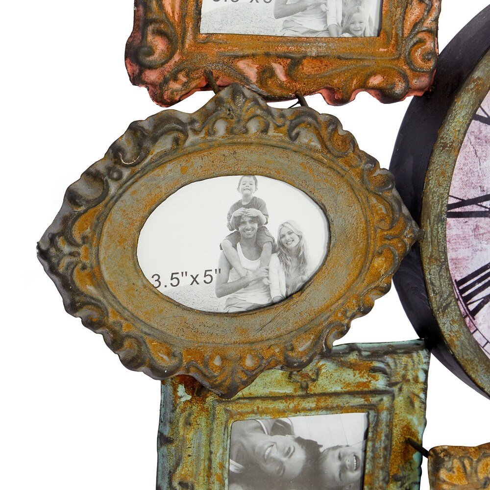 Green Metal 8 Photo Opening Wall Clock