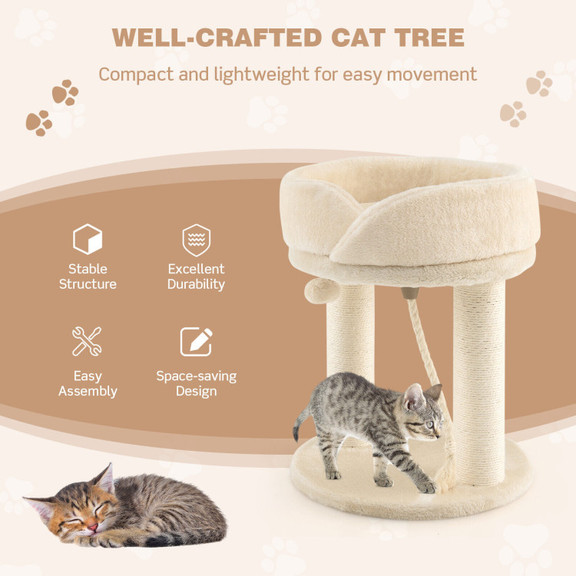 Costway 83460915 Cat Climbing Tree with Plush Perc...