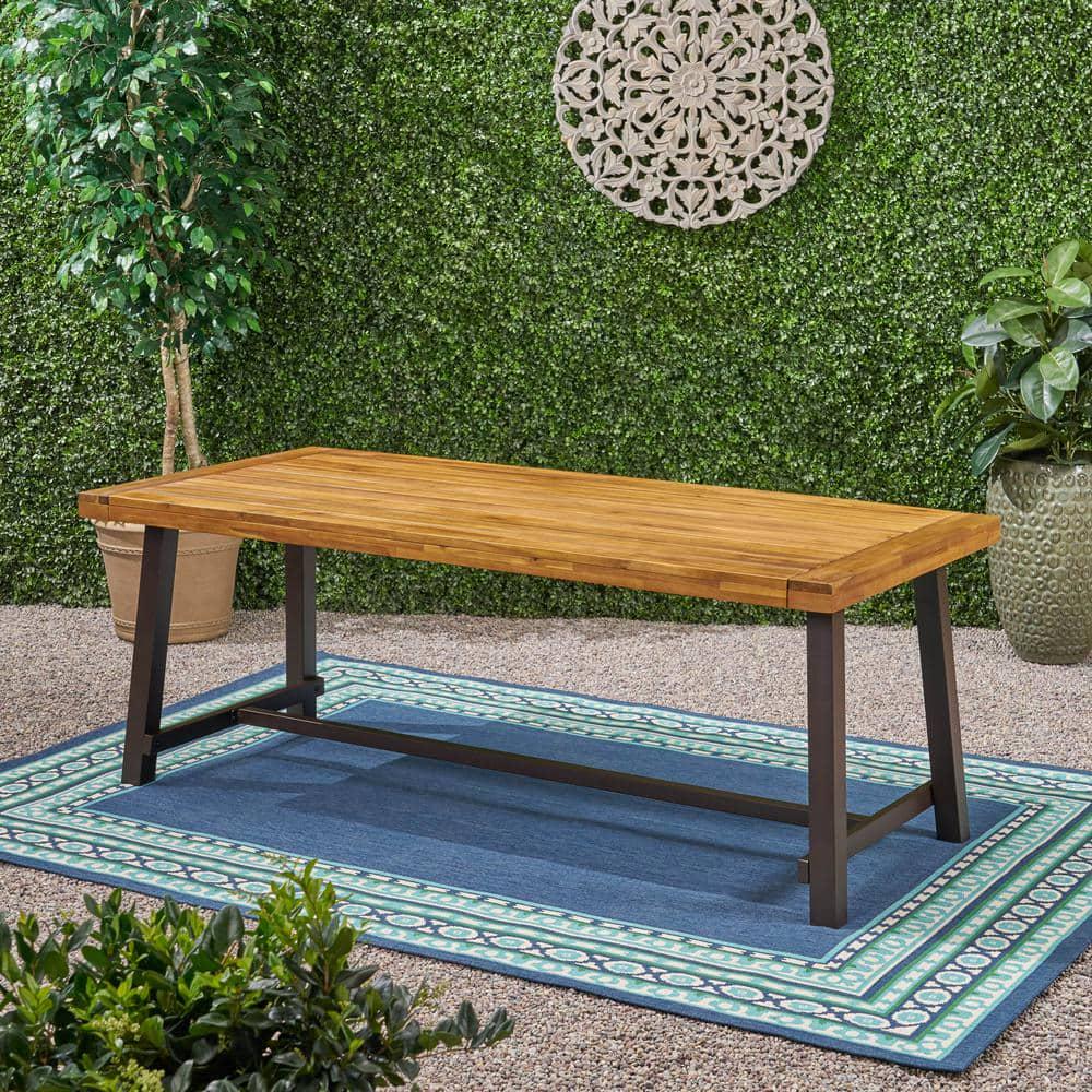 Noble House Carlisle Teak Brown Rectangular Acacia Wood Outdoor Dining Table