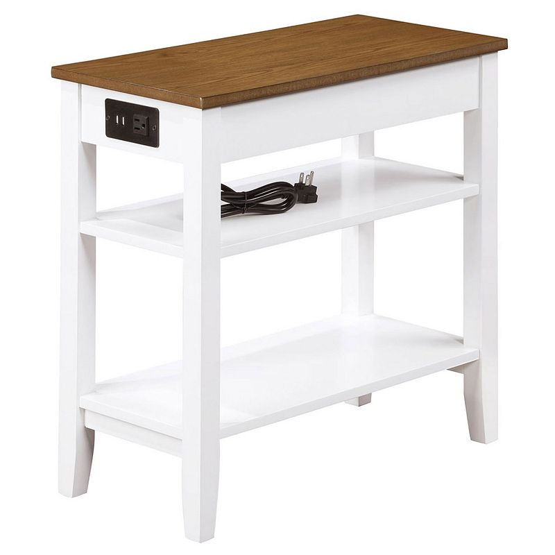 Convenience Concepts American Heritage End Table w/ Charging Station， Wood/White