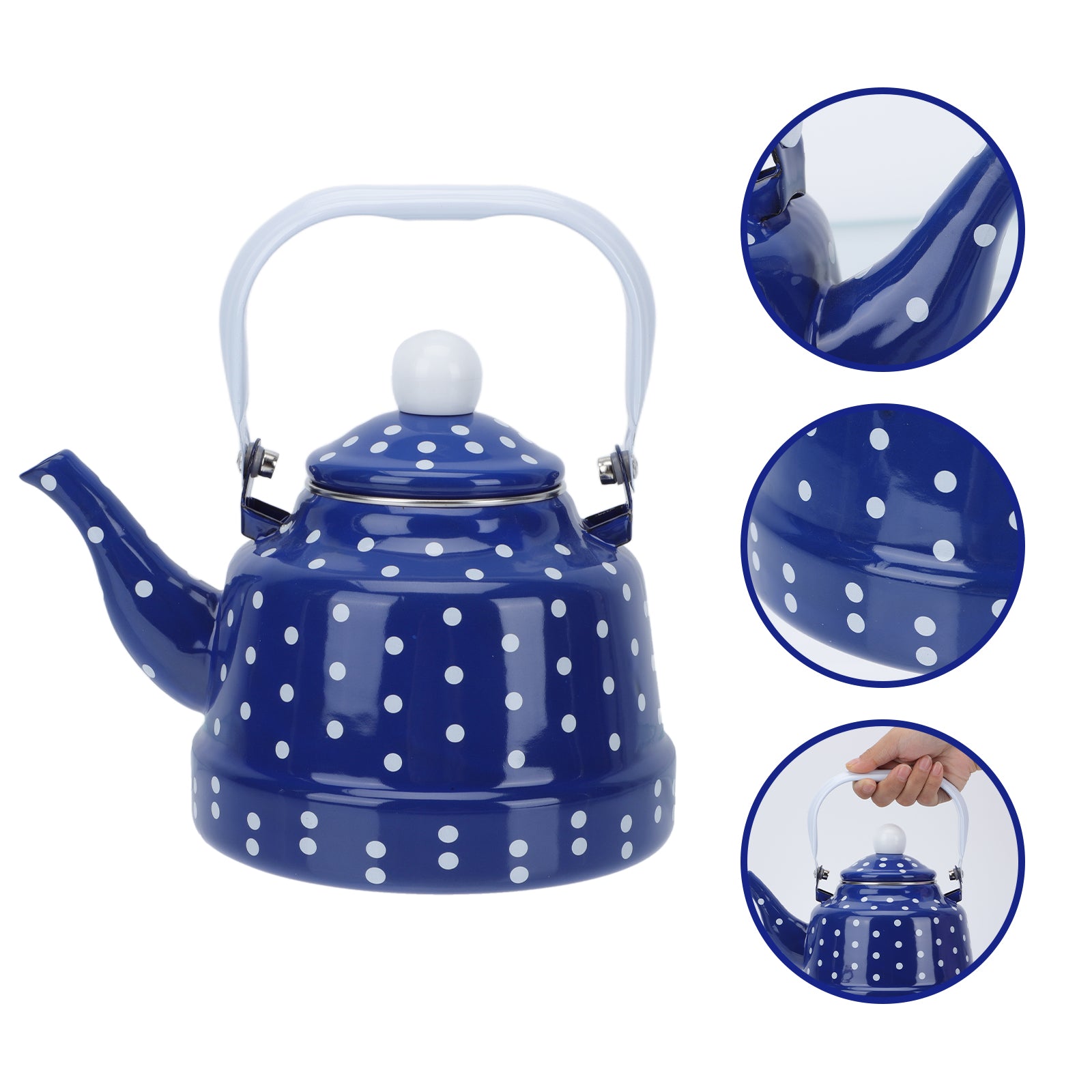 1Pc Durable Heating Water Kettle Dot Enameled Teapot Kitchen Teapot for Home