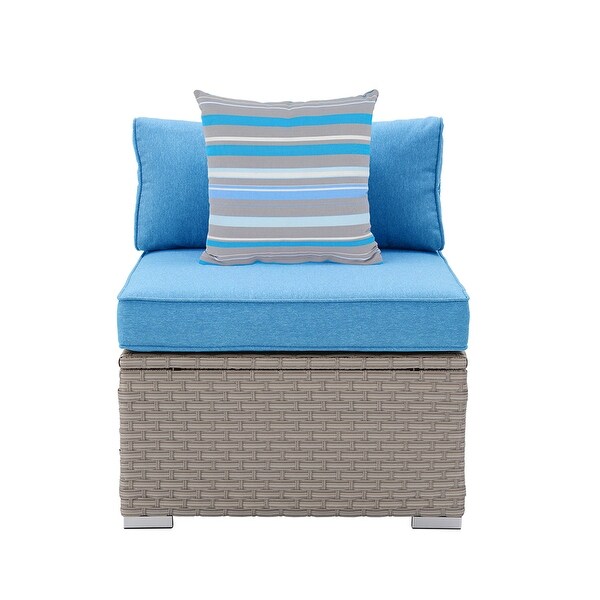 COSIEST PE Wicker Outdoor Armless Chair with Pillow