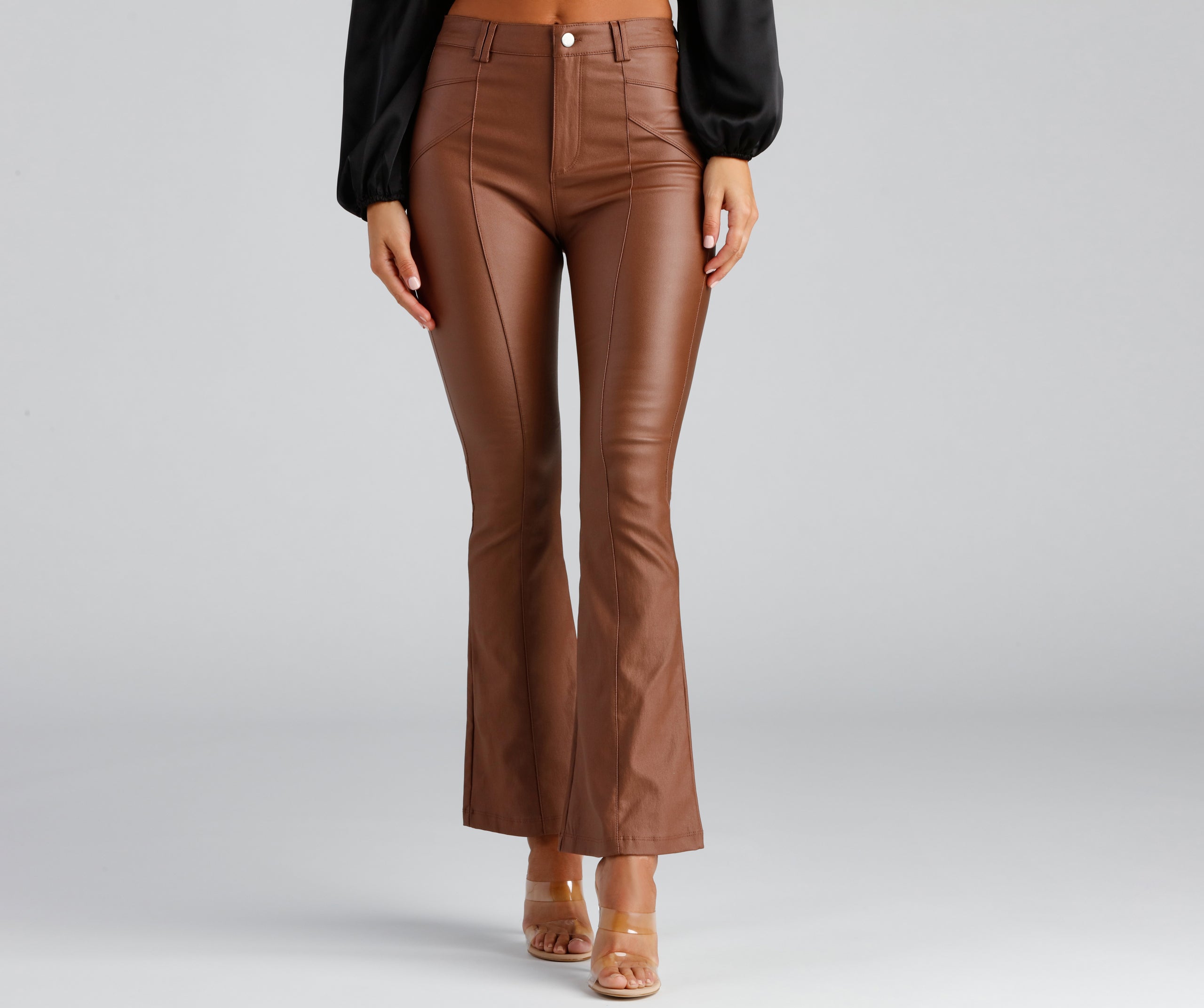 Coated In Chic Seam Flare Pants