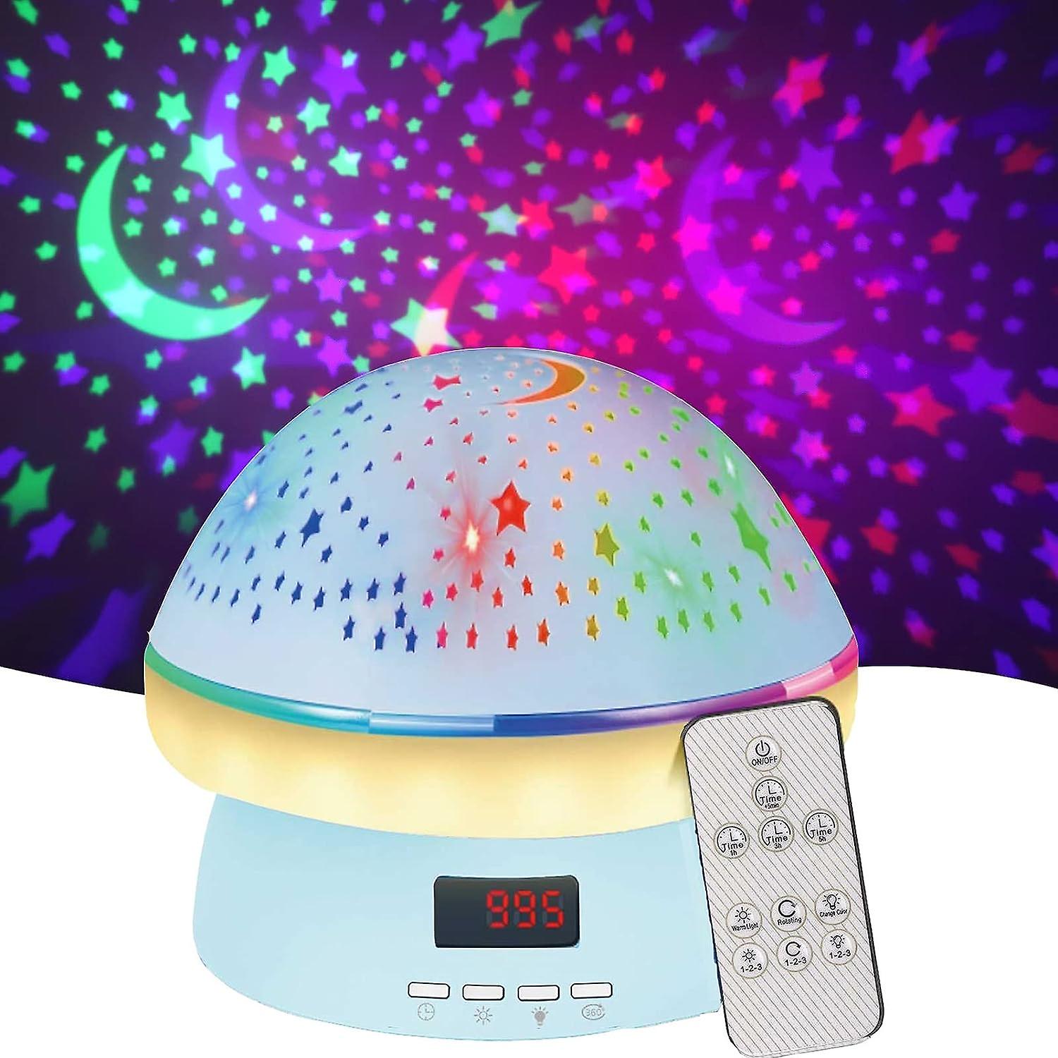 Remote Control And Timer Design Starry Sky Rotating Star Projector Night Light，16 Colorful Projector Light Dimmable Led Bedside Lamp，glow In The Dark