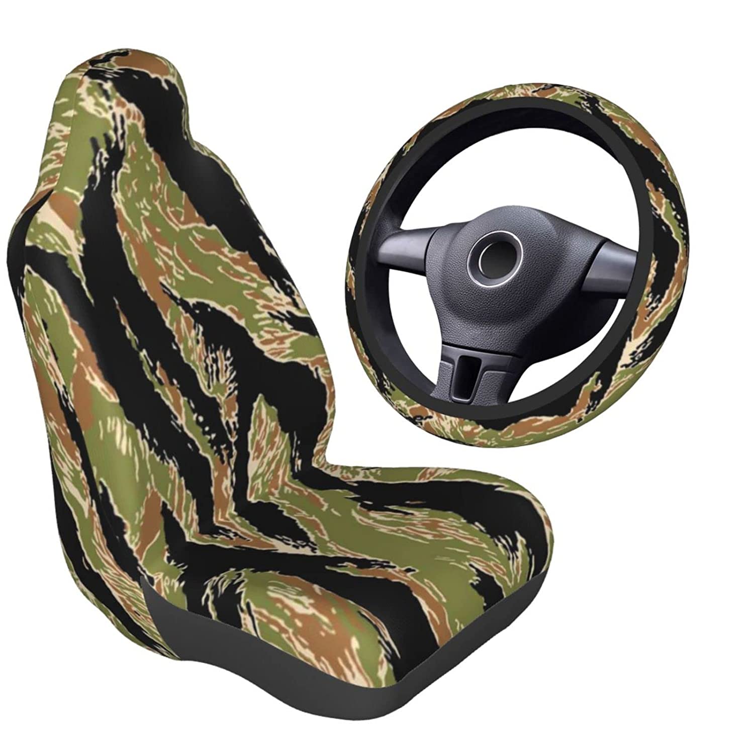 Camo Seat Covers Steering and Wheel Cover Set for  Front Seat Covers Universal Bucket Seat Cover Automotive Seat Protector Fit Most  Sedan SUV Truck