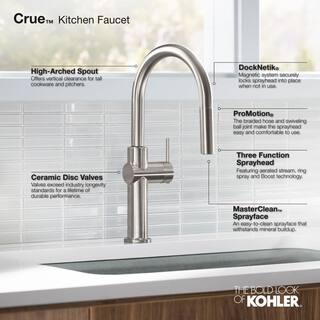 KOHLER Crue Single-Handle Pull-Down Sprayer Kitchen Faucet in Matte Black K-22972-BL