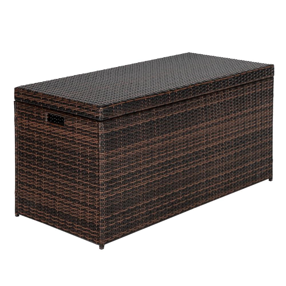 Winado Patio 132 Gallon Wicker Deck Storage Box, Brown