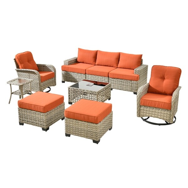 XIZZI 9piece Patio Outdoor Furniture Rattan Wicker Conversation Sofa Set