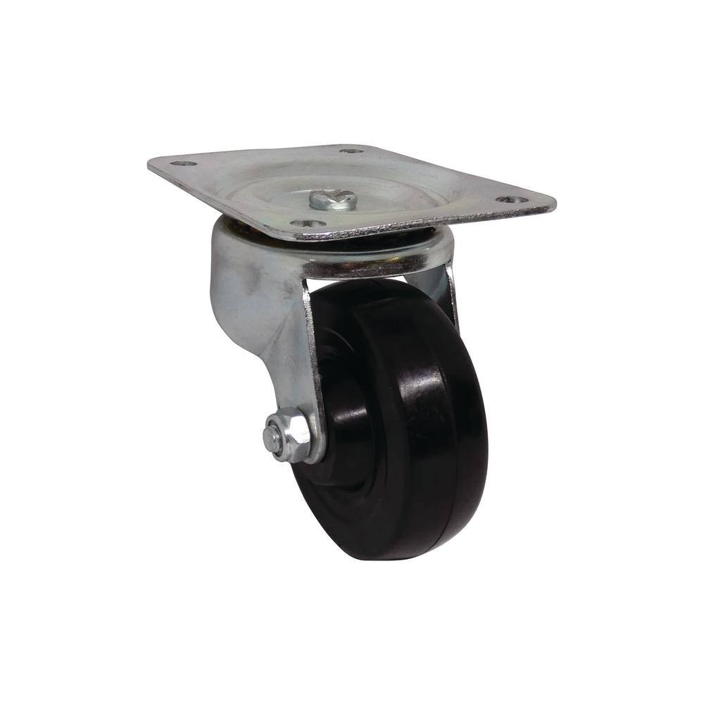 Everbilt 4 in. Black Soft Rubber and Steel Swivel Plate Caster with 225 lbs. Load Rating 49480