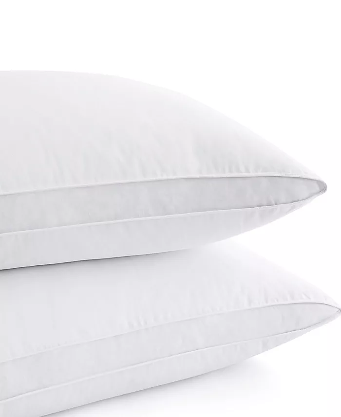 UNIKOME 2 Pack 100% Cotton Medium Soft Down and Feather Gusseted Bed Pillow Set， Standard