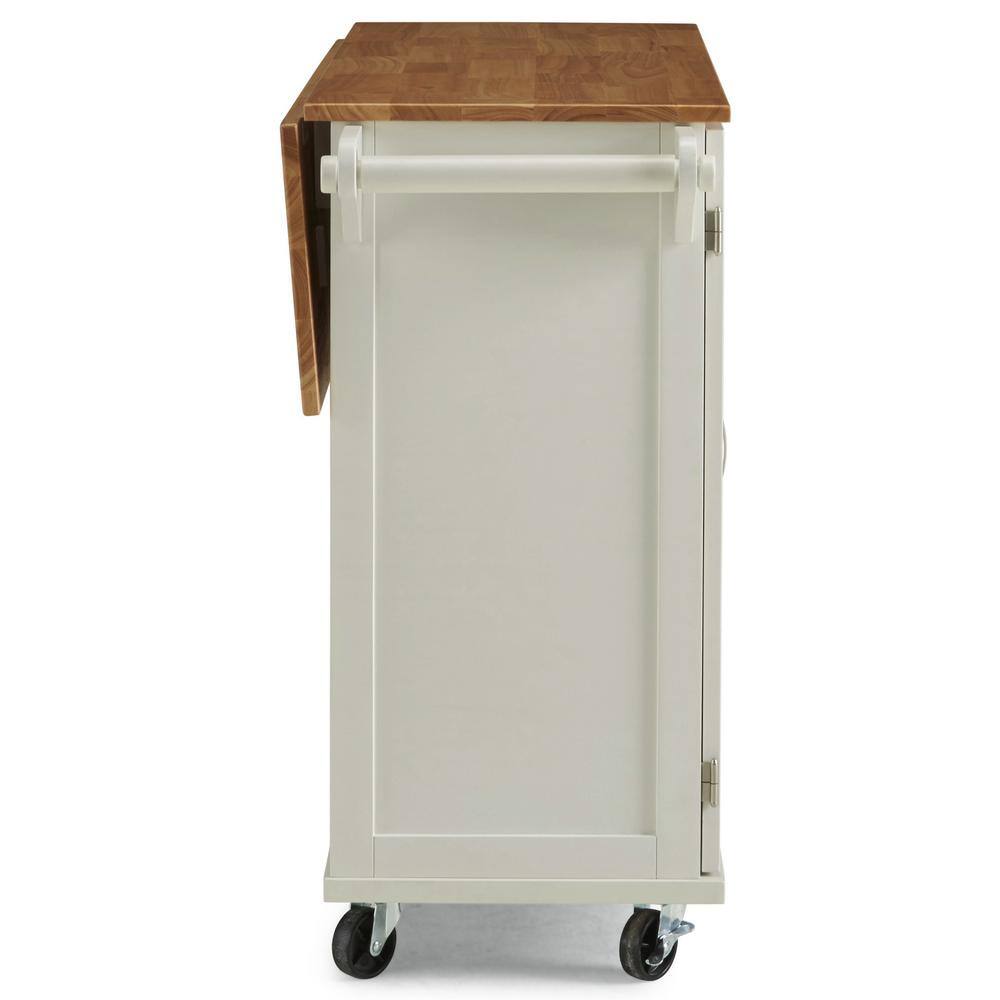 HOMESTYLES Dolly Madison White Kitchen Cart with Natural Wood Top 4516-95