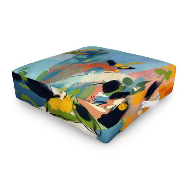 Lunetricotee Garden With Sea View And Olive Tree Outdoor Floor Cushion Deny Designs