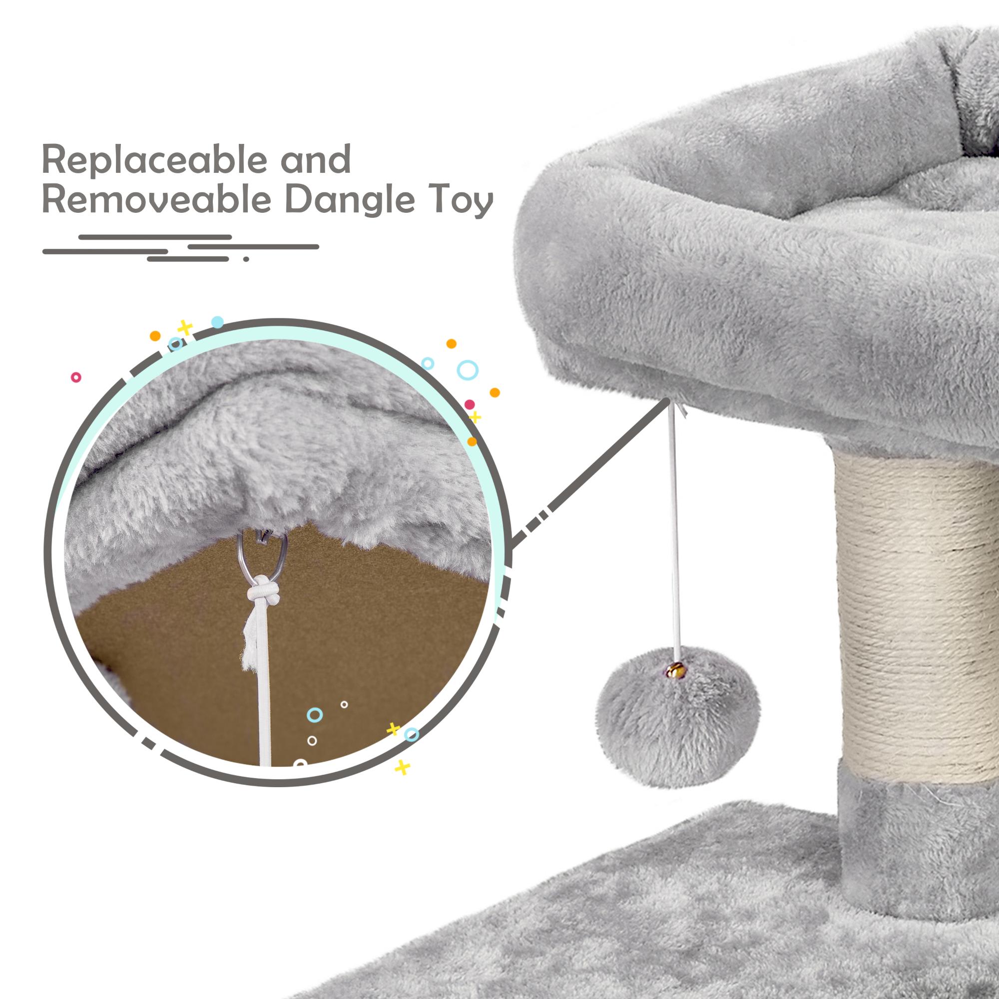 Topeakmart Light Gray Small Plush Cat Tree Condo， 38