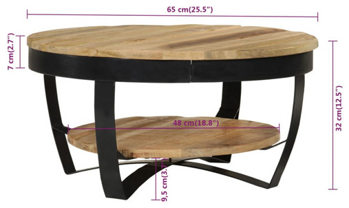 vidaXL Rough Mango Wood Coffee Table Side Couch Tea Accent Table Furniture   Industrial   Coffee Tables   by vidaXL LLC  Houzz