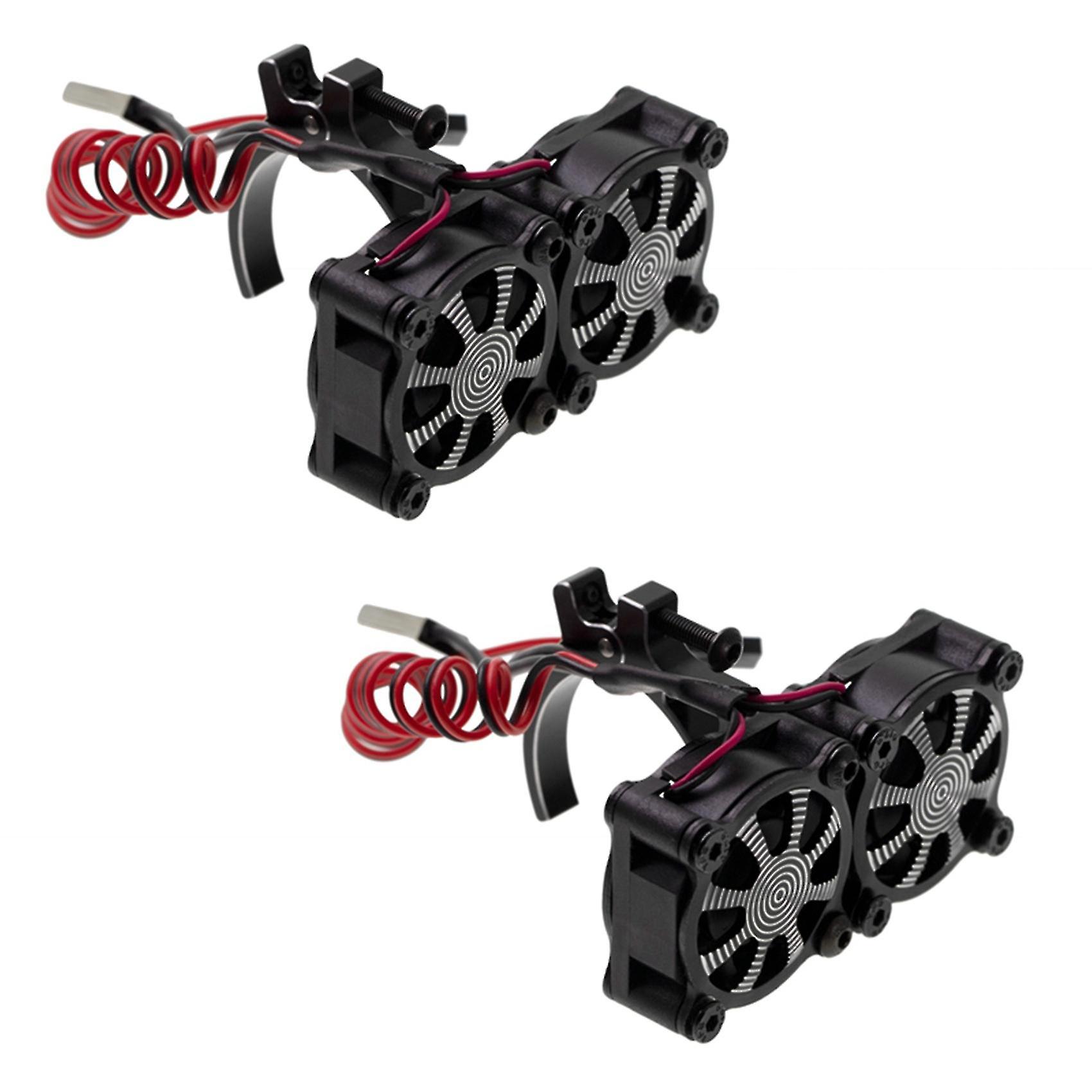 2x Motor Heatsink Cooling Fan With Thermal Sensor For 540 550 3650 3660 Motors 1/10 Rc Car Axial Sc